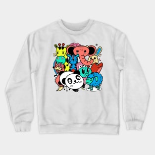 cute cartoon sketch animals Crewneck Sweatshirt